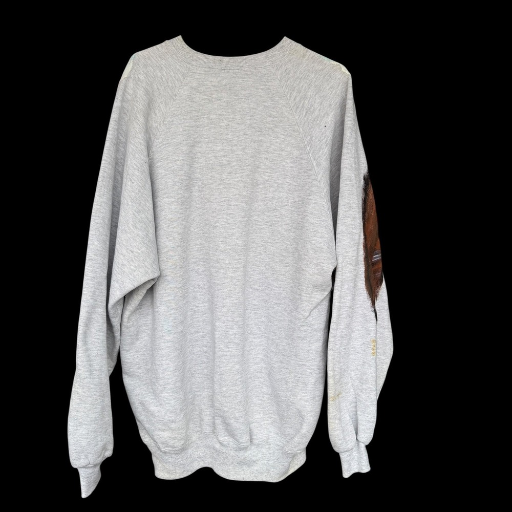 Vintage Bald Eagle Sweatshirt Mens 3XL Gray Jerzees Hand Painted USA 90s - Picture 2 of 8
